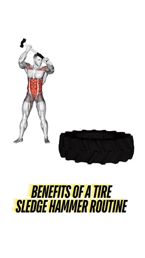 10 Benefits of Tire Sledgehammer Training💪🔥 1️⃣ Full-Body Strength Engages shoulders, arms, back, core, glutes, and legs—every swing is a total-body movement. 2️⃣ Explosive Power Development The dynamic swinging motion trains fast-twitch muscle fibers, boosting speed, power, and athletic performance. 3️⃣ Core Strength & Stability Twisting and rotating with each strike strengthens obliques, abs, and spinal stabilizers for a stronger midsection. 4️⃣ Cardiovascular Conditioning Continuous swings 