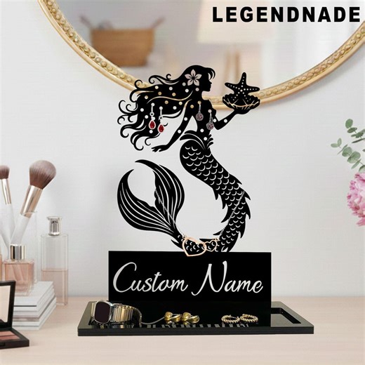 Mermaid Jewelry Hanger: Personalized Metal Jewelry Organizer, Ocean Theme Table Decor, Gift for Her - Etsy