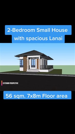 2 Bedroom Small Bungalow House Design with Floor Plan