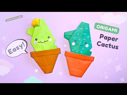 Easy Origami Cactus | DIY Cute Paper Cactus In A Pot | Mini Origami Pot Plant | Easy Paper Crafts