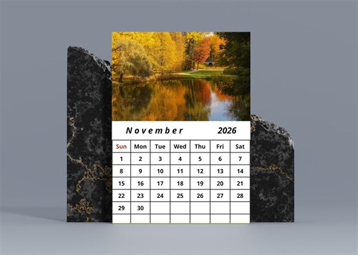 2026 Printable Desk Calendar 5x7. 12-month. Sunday Start. Digital Download - Etsy Canada