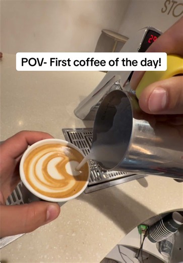 POV- First coffee of the day! #coffee #latteart #oatmilk #cafe #barista