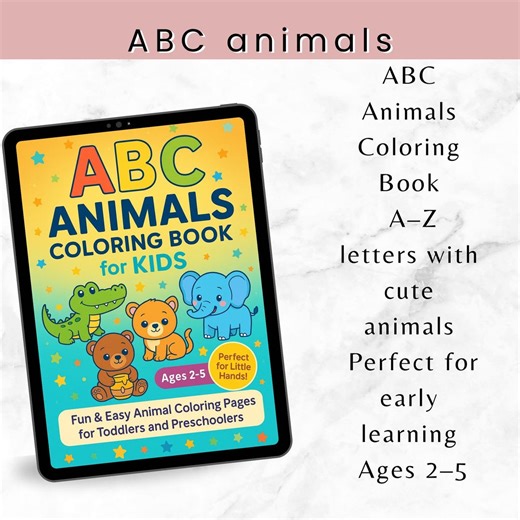 ABC Animals Coloring Book for Kids Ages 2–5 Alphabet Learning Printable - Etsy