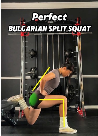 Bulgarian Split Squat - How to Target More Quads or More Glutes App from @Fitbod App When performing Bulgarian split squats, keeping the torso upright and allowing more knee bend (with the knee traveling past the toes) will place greater emphasis on the quadriceps. On the other hand, leaning the torso forward slightly, keeping the shin more vertical to the ground, and hinging back at the hips will shift more of the load to the glutes. By adjusting your posture, you can selectively target differe