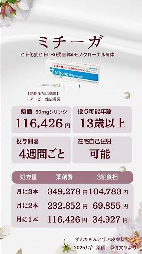 アトピー性皮膚炎の生物学的製剤の特徴まとめ！いくつ知ってる？ デュピクセント、ミチーガ、アドトラーザ、イブグリースについて解説 #shorts #アトピー #ずんだもん #皮膚科
