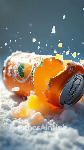 Ultra Realistic Frozen Fanta & Sprite Can Sliced in Half🥶 | Slow Motion🎥✨