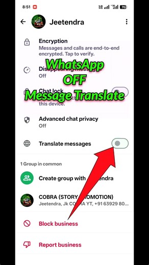 Whatsapp Messages Translate Off | Automatic Whatsapp Massages translated off #shorts #livetranslate