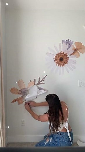 Pressed Floral Wall Mural Transformation | Botanical Peel and Stick Wall Decor DIY
