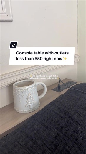 Less than $50, currently 40% OFF. Narrow console table less than 6 inches wide, 63 inches in length , 2 outlets, 2 usb ports for easy access, aesthetic and no more toys dropping behind couch ✨ I wish i had gotten this behind the couch table/console sooner! #couchtable #homefinds #consoletable #homedecorideas #smallspaceliving