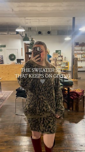 15 reactions | This leopard print sweater/skirt set just keeps on giving. The set looks great worn together, but also can be easily paired with other pieces for even more wearability. The possibilities are endless! 懶 | Washington Street Outfitters | Facebook