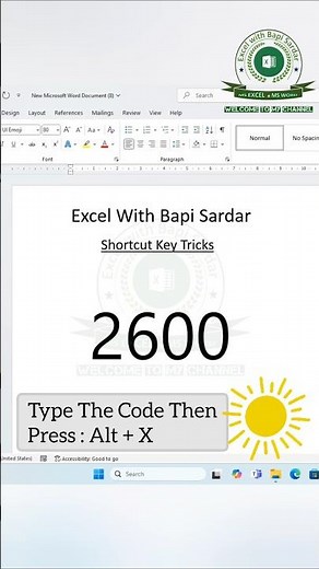 Create Sun ☀️ Emoji using Shortcut keys in Microsoft Word! #wordtips #shortcutkeys #microsoftword