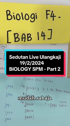 Sedutan Live Ulangkaji: Biologi Tingkatan 4 Bab 14 - SPM Part 2