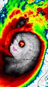 Notice how the new eye is warming and becoming more circular with Hurricane #Milton following an eye wall replacement! You can see a small eye wobbling around inside initially | Reed Timmer Extreme Meteorologist