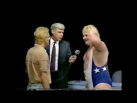 Eric Embry attacks Eddie Gilbert's childhood best friend and piledrives him off the 2nd rope! - USWA