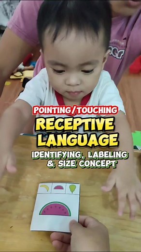 To work on understanding names of objects. Ideas for teaching size concepts and names. Pointing or touching Fruit Matching Activity If your child has gestural cues, we can show 2 or 3 or more objects/pictures to make the pointing or touch more prominent Why is pointing important? Pointing is a sign that a baby has developed certain social and communication skills. It shows us that the baby can get someone's attention, send a message, and attempt to influence someone's actions or reactions to wha
