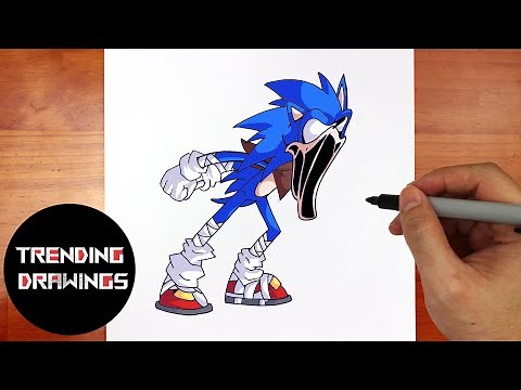 How To Draw FNF MOD Character - Corrupted Pibby Sonic Easy Step by Step