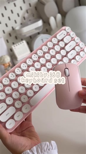 sanae | pink keyboard set 💝 got the cutest pink keyboard and mouse set from @mikiby_keyboard absolutely love how light and portable the set is!... | Instagram