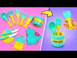Create Mini Kitchen Utensils for Dolls with Polymer Clay! 🍽️✨Miniature Doll Crafts and DIYs