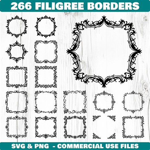Filigree Borders SVG & PNG Bundle for Cricut and Laser Engrave Crafts Instant Downloads - Etsy