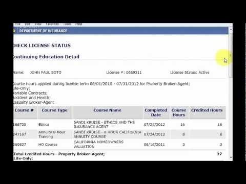 Check your insurance CE Credit on the CA Department of Insurance website