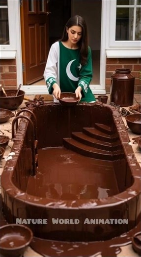 India 🇮🇳 vs Pakistan 🇵🇰 Chocolate swimming Pool Competition #ai #india #pakistan #girl #chocolate