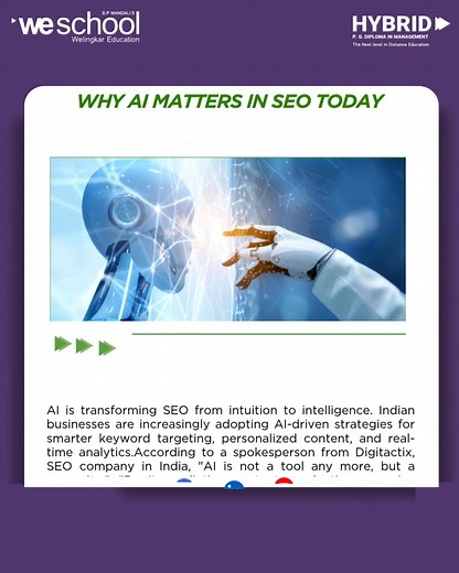 Newswire Exclusive | For PGDM Hybrid Students Why AI Matters in SEO Today AI is transforming SEO from intuition to intelligence. Across India, businesses are adopting AI-powered strategies for smarter keyword targeting, personalized content, and real-time analytics. As a spokesperson from Digitactix rightly said, “AI is not a tool anymore, but a necessity.” For future marketers and strategists, mastering AI-driven digital growth is no longer optional—it’s essential. Newswire helps you bridge aca