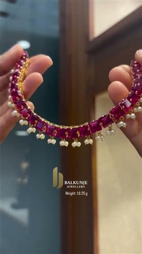 very beautiful and lightweight gold red ruby stone necklace designs only 18 grams
