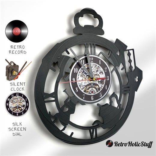 Alice in Wonderland Vinyl Record Wall Clock, Handmade Decor - Etsy UK