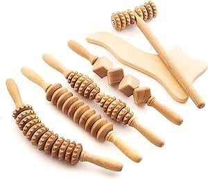 tuuli Accessories - Wooden Massager Roller Set, Multi-Functional Body Roller for Cellulite Reduction, Muscle Tension and Skin Health Support, Natural Massager for Women and Men