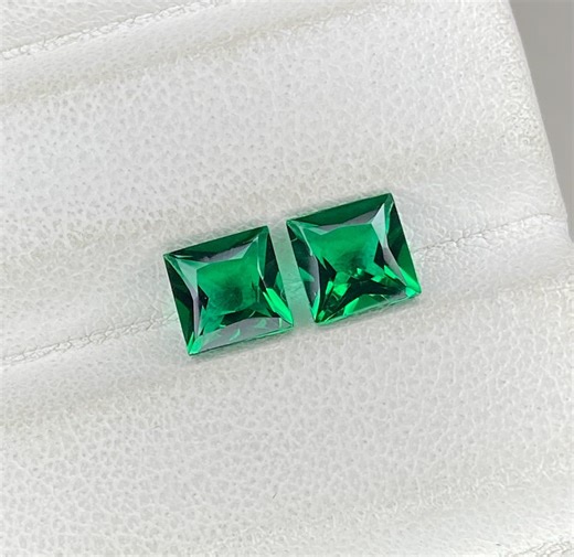 Lab Created Emerald Gemstone | Princess Cut Faceted Loose Stone for Jewelry Making - Etsy