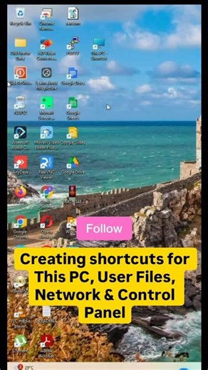 Creating shortcuts for This PC, User Files, Network, and Control Panel #new #windowstips