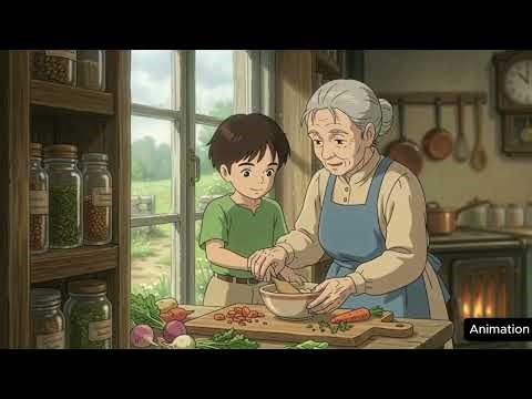 Grandmother Morning kitchen | Traditional Village Cooking & Morning Routine / ghibli style video