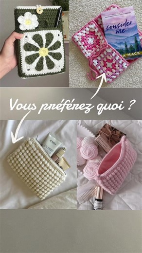 Je me pose la question depuis un petit moment… J’aimerais vous proposer une nouvelle collection de produits au crochet, mais j’hésite. Quel produit vous intéresserait le plus, lequel vous seriez le plus propice d’acheter entre : des étuis à livre ( pour protéger vos livres ) ou des pochettes makeup ( pour transporter votre maquillage ) ? 😊 Dites moi en commentaire ce qui vous plairait le plus et ce qui vous serait le plus utile ✨ #amore #nouveauproduit #pochettecrochet #creationcrochet #livrecr