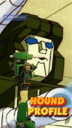 Transformers G1 Hound Profile Hound is an Autobot scout from Transformers Generation 1, introduced in 1984 and known for his friendly, curious personality and fascination with Earth. Transforming into a military-style Jeep, he specializes in reconnaissance and hologram projection, often mapping terrain or creating illusions to aid his team. Unlike many of his fellow Autobots, Hound genuinely enjoys exploring Earth’s natural environments, which makes him one of the more compassionate and approach