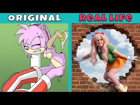 Oh No! Amy Rose Is Stuck Inside the Wall! | Sonic Original vs Real Life | Sonic Animation