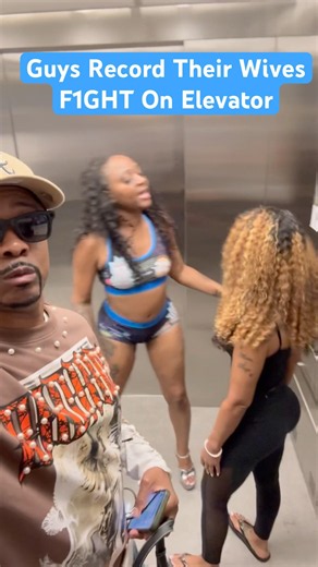 Two random guys #recording their pretty #wives Fightx on an #elevator 😂