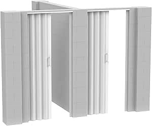 EverBlock 10’ x 8’ x 7’ T-Shaped Wall Kit with 2 Accordion Doors | 3’ x 7’ Doorways | Modular Building Blocks | Room Divider & Partition | Easy to Connect & Reuse | Indoor & Outdoor Use | Translucent