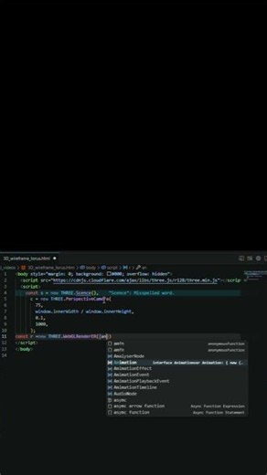 Pure JavaScript 3D Wireframe Torus! 🤯 | HTML5 Animation #shorts #3d