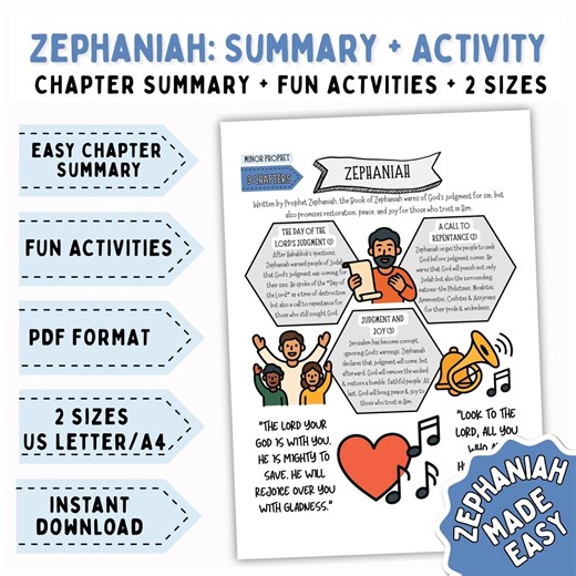 Zephaniah Bible Activity Kids, Zephaniah Bible Worksheet, Zephaniah Coloring Pages, Bible Lesson Kids, Old Testament Story, Zephaniah Bible - Etsy