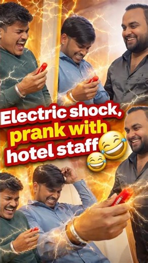 Electric shock prank with hotel staff🤣😂 #shorts