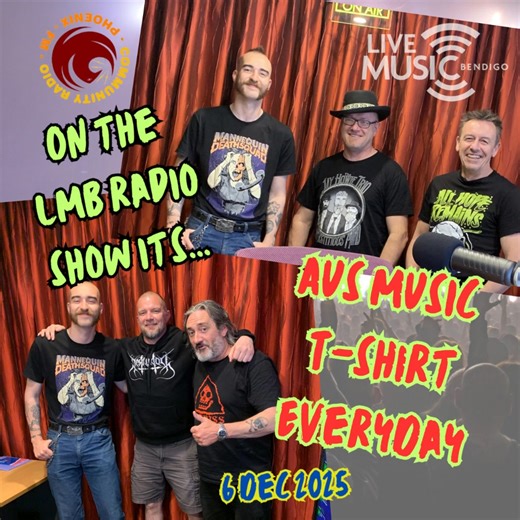 Missed this week's episode of the LMB radio show on Phoenix FM? Hit the link to hear Angus and Waigo welcome to the studio Chris and Paul from Geelong's Dirty Wasabi before they head to the Golden Vine Hotel for their spot on the Rock the Vine bill. Then they are joined by Greg from Heisenberg Principle with an unreleased track from his debut album which will be released on Friday. The team also feature new music for Bendigo acts, Through The Night and Vague Rituals and Brett drops in for a chat