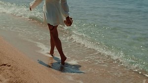 Woman White Dress Walks Barefoot On Stock Footage Video (100% Royalty-free) 3478404699 | Shutterstock