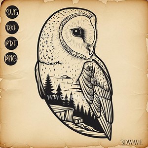 Barn Owl Vector Art: Lasercut Files for Cricut, Glowforge SVG | Digital Products - Etsy