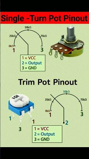 Single Turn Pot pinout and Trim pot pinout diagram Explained #pinout #electronics #education #tech