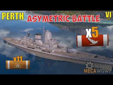 ASYMETRIC BATTLE Perth 5 Kills & 80k Damage | World of Warships Gameplay