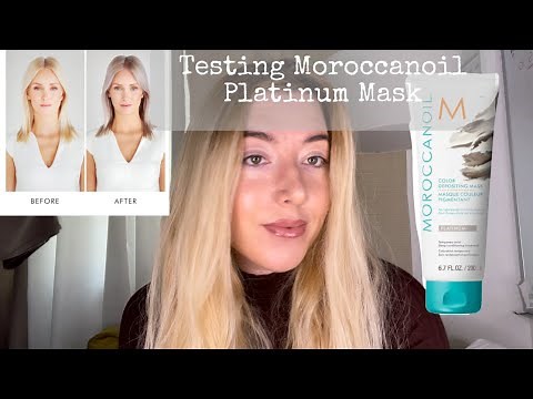 Before & After Moroccanoil Color Depositing Hair Mask in Platinum