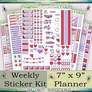 Love & Lavender Weekly Planner Stickers Kit – 7x9, Floral (PDF, Cricut, Silhouette Files) - Etsy