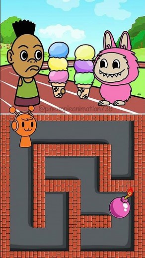 ICE CREAM MAZE CHALLENGE Labubu VS HAMOOD HABIBI EXE Sprunki #labubu #hamoodhabibi #sprunkiincredib