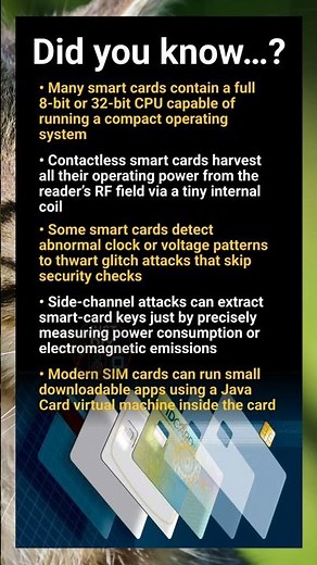Smart cards: unknown security tricks, hidden CPUs and power side‑channel secrets