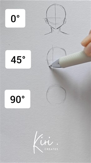 How to draw anime face shape tutorial 0 vs 45 vs 90 #draw #animetutorial #howtodraw